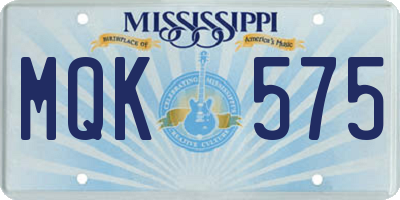 MS license plate MQK575