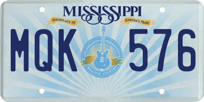 MS license plate MQK576