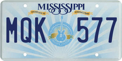 MS license plate MQK577