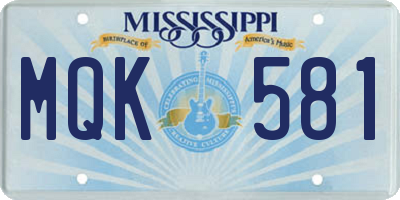 MS license plate MQK581