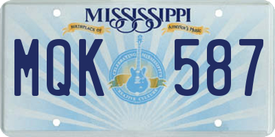 MS license plate MQK587