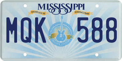 MS license plate MQK588