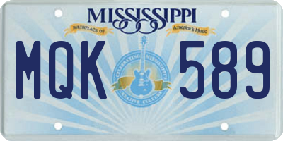 MS license plate MQK589