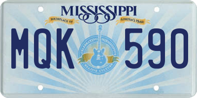 MS license plate MQK590