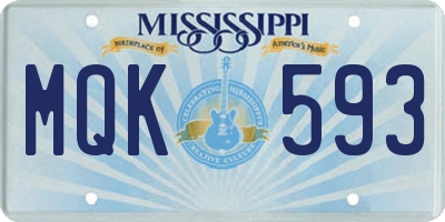 MS license plate MQK593