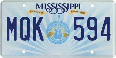 MS license plate MQK594
