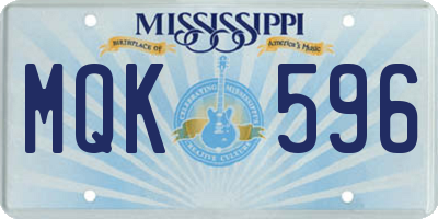 MS license plate MQK596