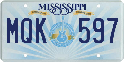 MS license plate MQK597