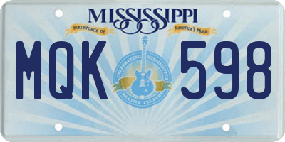 MS license plate MQK598