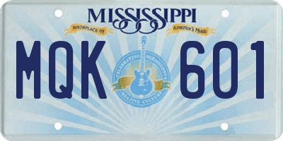 MS license plate MQK601