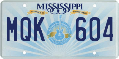 MS license plate MQK604