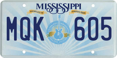 MS license plate MQK605