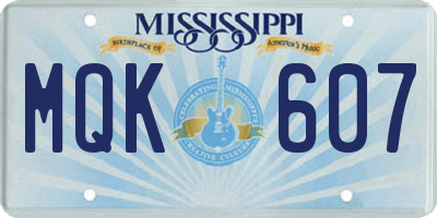 MS license plate MQK607