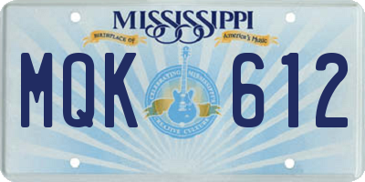 MS license plate MQK612