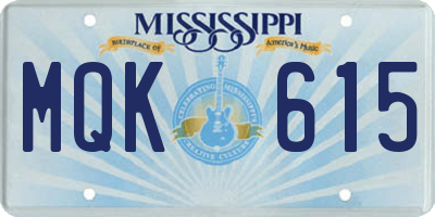 MS license plate MQK615