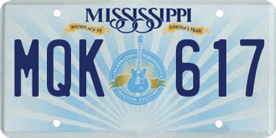 MS license plate MQK617