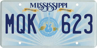 MS license plate MQK623