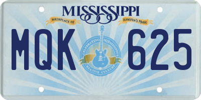 MS license plate MQK625