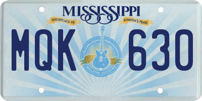 MS license plate MQK630