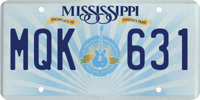MS license plate MQK631