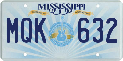 MS license plate MQK632