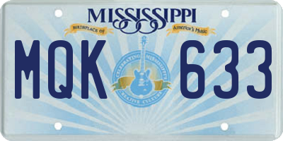 MS license plate MQK633