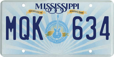 MS license plate MQK634