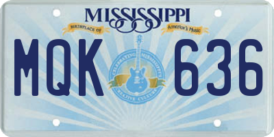 MS license plate MQK636