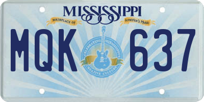 MS license plate MQK637