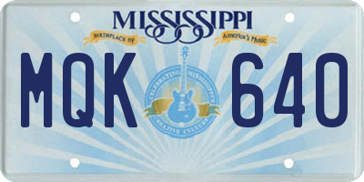 MS license plate MQK640