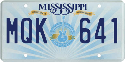 MS license plate MQK641