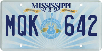MS license plate MQK642