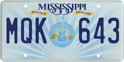 MS license plate MQK643