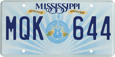 MS license plate MQK644