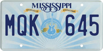 MS license plate MQK645