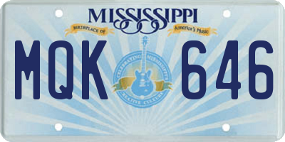 MS license plate MQK646