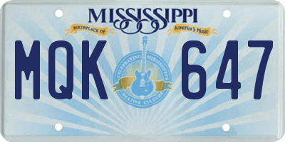 MS license plate MQK647