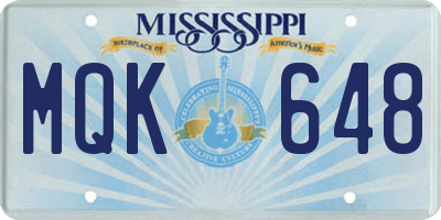 MS license plate MQK648