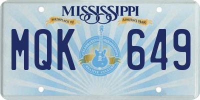 MS license plate MQK649