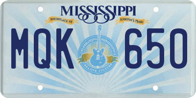 MS license plate MQK650