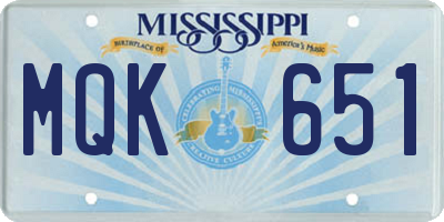 MS license plate MQK651