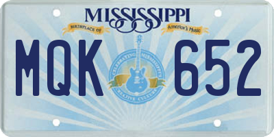 MS license plate MQK652