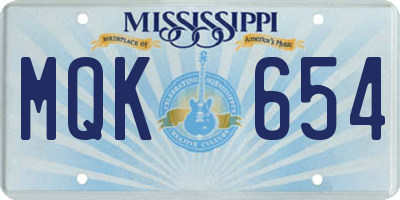 MS license plate MQK654