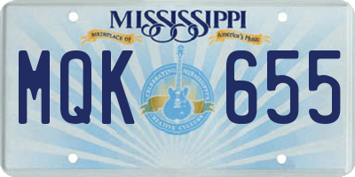 MS license plate MQK655