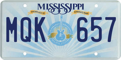 MS license plate MQK657