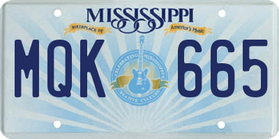 MS license plate MQK665