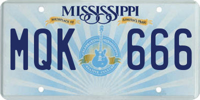 MS license plate MQK666