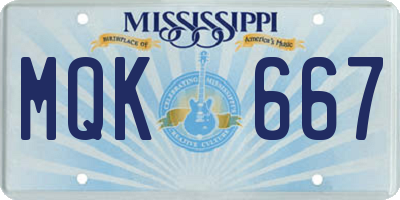 MS license plate MQK667