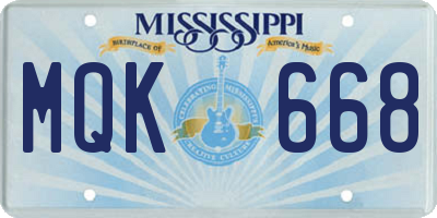 MS license plate MQK668