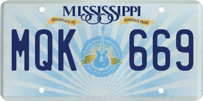 MS license plate MQK669